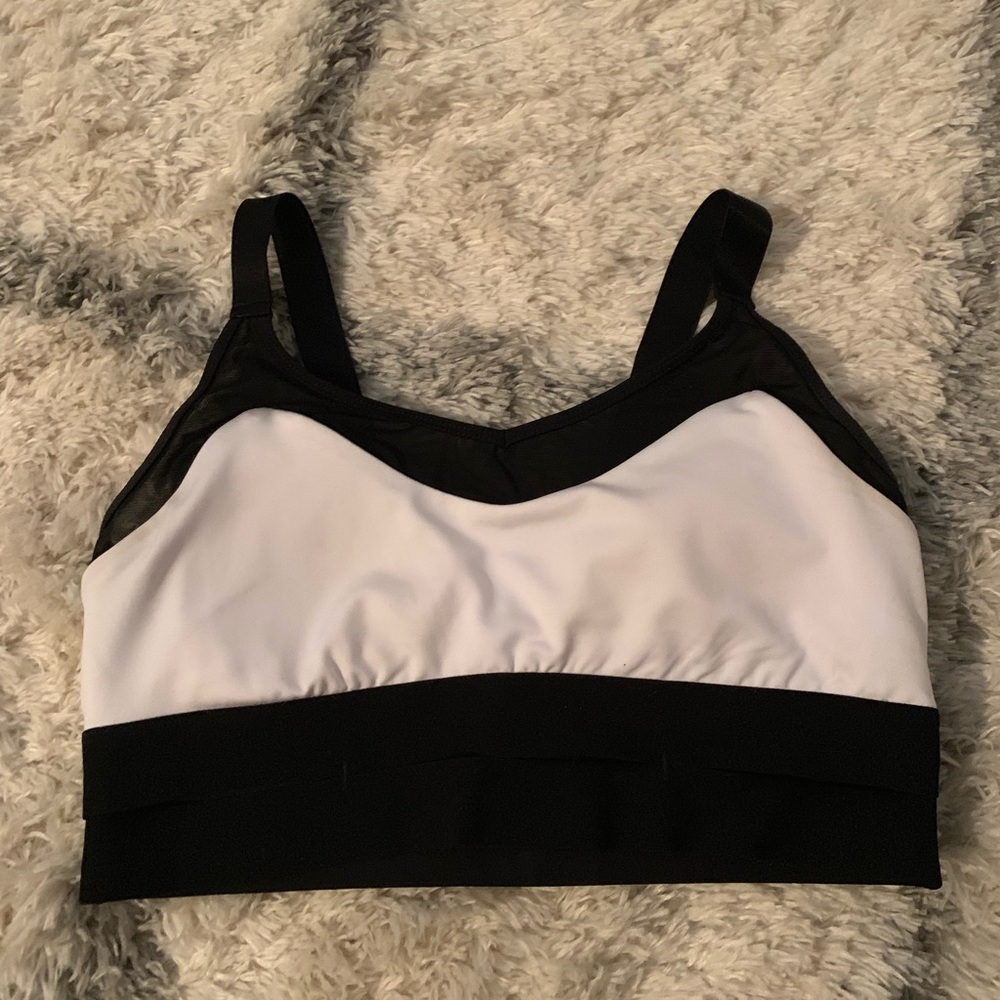 White and black sports bra